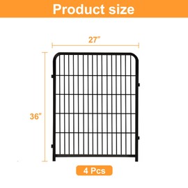 Getlay Garden Fencing 36 Inch High, 4 Panels Total 8.9 Ft(L) Dog Fence Outdoor for Yard, 4 One-Sided Plate, No Door, Anti Dig Fence Barrier, Dog Pen, Rabbit Fences, Garden Fences and Borders