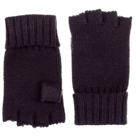 BYOS Unisex Winter Solid Fingerless Knit Gloves Ribbed Cuff, Jg730-black, One Size