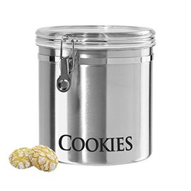 Oggi Food storage container, 8-Inch, Stainless, Clear Lid