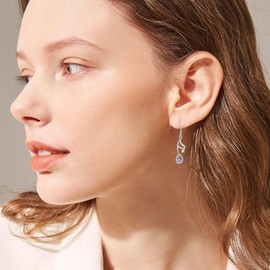 Music Note Drop Earrings 925 Sterling Silver blue heart Cubic Zirconia Dangle Earrings Treble Musical Jewelry Gifts for Women Teacher Musician