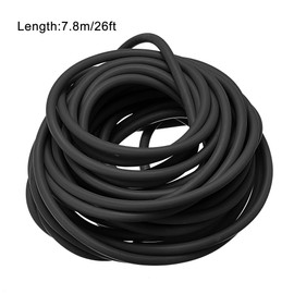 sourcing map Natural Latex Rubber Tubing 1.6mm ID 3.2mm OD 26ft Black Highly Elastic for Sports Exercise Fitness