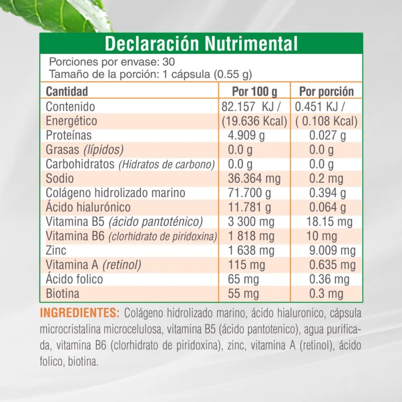 Biotina Ácido Hialurónico Colágeno Ácido Fólico Vegano 1 Mes Sin