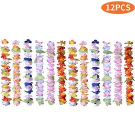 LIOOBO Hawaiian Lei Flower Lei Wreath Hawaiian Lei Necklace Hibiscus Lei Hula Hair Ornament Garland Combination Set 12pcs