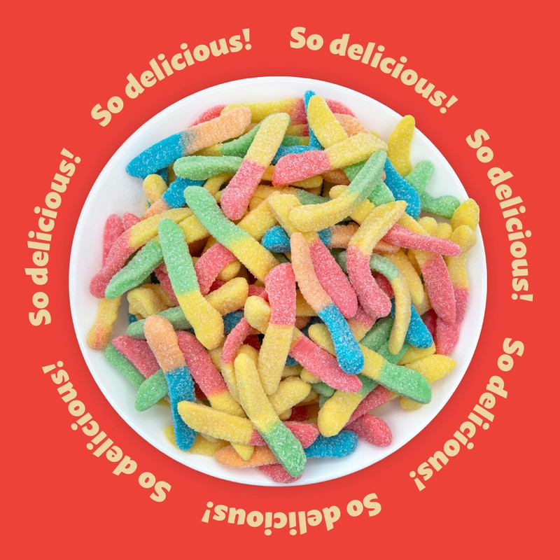 Neon Sour Gummy Worms | 2-Pound Pack | Assorted Fruit