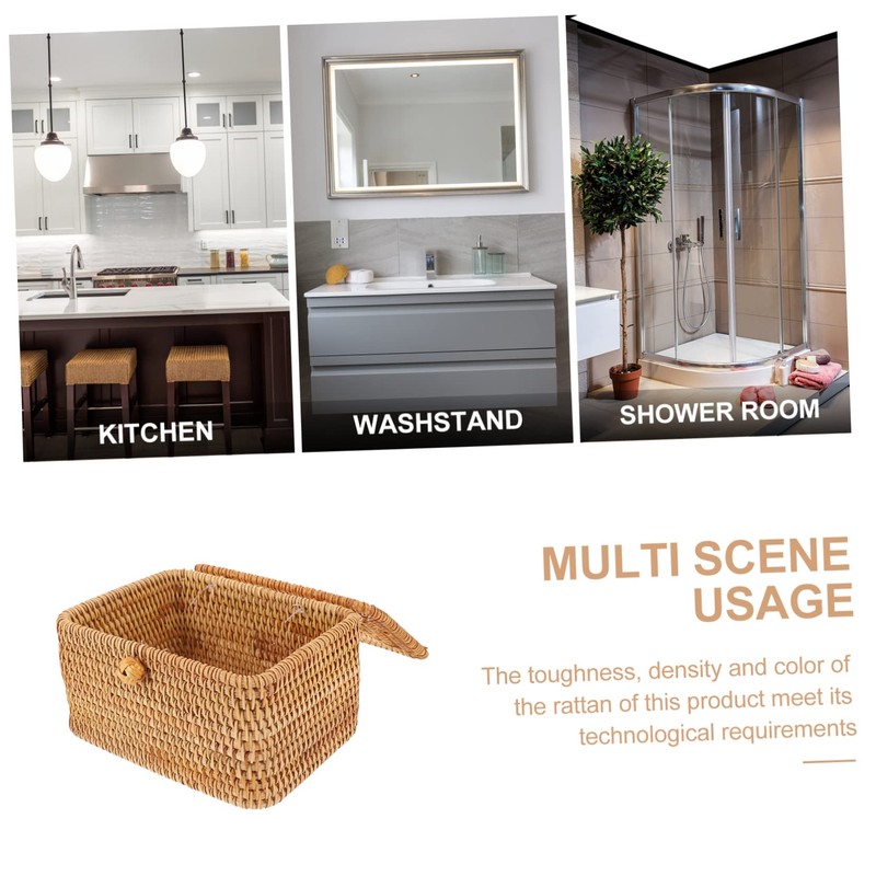 GLEAVI Multi Functional Rattan Woven Tissue Holder Elegant Tissue Organizing