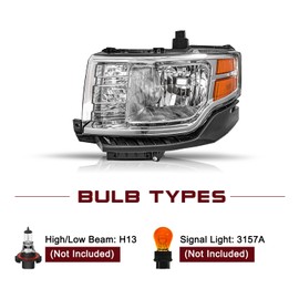 JSBOYAT Headlight for 2009 2010 2011 2012 Ford Flex SE SEL OE Style Halogen Headlamp Left Driver Side