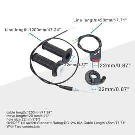 GOOFIT 47.24 Inch Throttle Line Transfer Assembly Ignition Switch 7/8 Inch 22 mm Hand Set for Most 50cc 90cc 110cc 125cc ATV Chinese Motorcycle Pocket Bike Mini Bike Pit Bike
