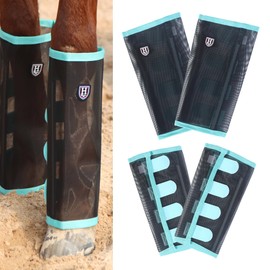 Harrison Howard Loose-Fitting Horse Fly Leggings Breathable, Tear-Resistant Fine Mesh Leg Guards Stay-on Comfortable Fly Boots (Set of 4) Summer Mint Medium