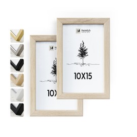 Heimlich® 2 x Picture Frames, 10 x 15 cm, Oak Frame, Pack of 2, Document Frame, Small Collage, Wooden Picture Frame, Real Wood, Photo Frame for Hanging