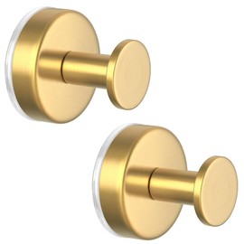 2Pcs Ventosa Ganchos para Ducha, 304 Acero Inoxidable, Succión Toalla para Baño, Cocina, Vidrio, Espejo, Azulejo, Estropajo, 15 Libras (Oro)