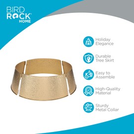 BIRDROCK HOME 4-Panel Christmas Tree Collar - Gold Bubble Tree Skirt - Small 26" Base - Easy to Assemble Xmas Tree Base Cover - Metal Holiday Decoration - Water Base Protection from Pets, Skirt Decor