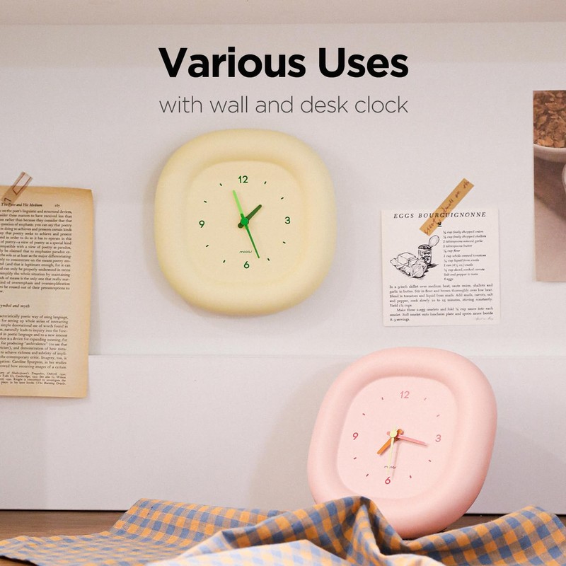 mooas Cute Mini Analog Marshmallow Clock 6.9 Inch Aesthetic Small