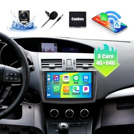 CAMECHO 8-Core 4G+64G Car Radio Stereo for Mazda 3 2010 2011 2012 2013 with Wireless Carplay Andriod Auto 9" Android 13 Touch Screen Car Stereo with DSP FM Bluetooth 5.0 GPS Navigation Backup Camera