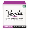 Veeda 100% Natural Cotton Tampons, Compact BPA Free Applicator, Unscented,