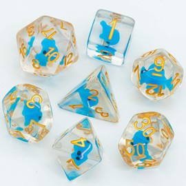 World of Dice - Whale Edition - Pen and Paper Dice Set, 7 Pieces, Role Play Dice Made of Plastic, Blue