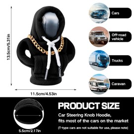 Gear Shift Hoodie, Funny Car Gear Shift Cover, Cute Car Shift Knob Hoodie, Automotive Interior Accessories, Universal Fit Knob Cover Gift (Black)