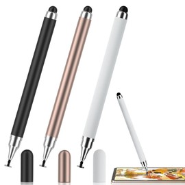 3 Pack 2 in 1 No Charging, Ultra Sensitive, Lightweight, Smooth Writing for Laptops, Fits All Touch Screen Devices (Black/White/Rose Gold)