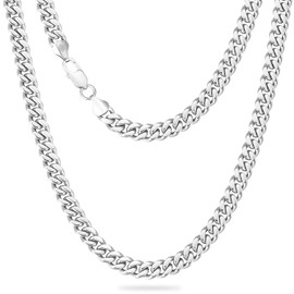 KRKC&CO Men’s Chain Necklace, Stainless Steel Cuban Link Chains 9mm, Anti-Tarnish Nickel-Free Flat-Cut, Chunky Silver chain for Man(9mm-Stainless Steel, 18)