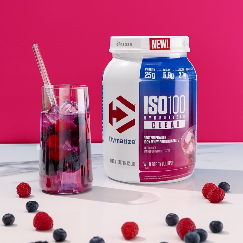 Dymatize ISO 100 Hydrolyzed Clear Wild Berry Lollipop 900g Whey