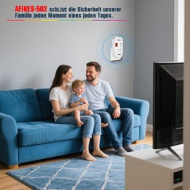 AFiKES - Gas Detector, LPG/Natural Gas/City Gas Alarm with Acoustic Alarm and LED Digital Display, Methane and Propane Butane Monitor (White)