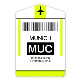 Squiddy Munich Airport Code MUC Luggage Tag Style - Vinyl Sticker Decal for Phone, Laptop, Water Bottle (3" high)