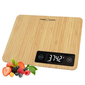 ProfiCook® Kitchen Scales Made of 100% Bamboo, Digital Kitchen Scales, Measuring Range up to 5000 g, Digital Kitchen Scales with Adjustable Units, LCD Display, Tare Function, Scales PC-KW 1271