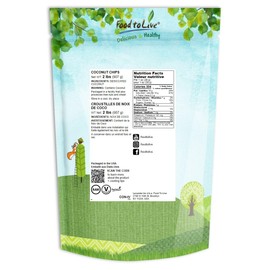 Food to Live Coconut Chips, 2 Pounds – Unsweetened Flakes, Unsulfured, Raw, Dried, Desiccated, Shaved Coco Nut Meat, Vegan, Keto, Bulk, Great for Baking. A Good Source of Fiber, Protein, Healthy Fats