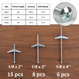 HASWARE Toggle Bolt Zinc Plated Steel and Wing Nut for Hanging Heavy Items on Drywall 1/8 Multi (25 Pack)