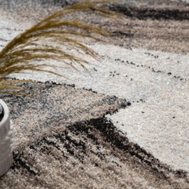 Paco Home Designer Rug with Artful Brushstroke Effect in Cream Brown Black, Size: 7'10" x 11'2"