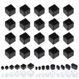 Swpeet 20Pcs 1"×1" Black Square Chair Leg Caps, Floor Protectors, Table Chair Leg Protection Cover, Furniture Leg Caps，Leg Tips Covers, Feet Pads, Feet for Furniture Table Chair