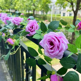 1X6FT Bendable Fake Rose Garland,Flower Garland,Artificial Flower Rose Vine