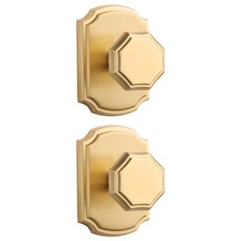SORWDUERM 2 Pack Dummy Gold Door Knobs Interior Satin Brass Dummy Door Handle Single Sided Decorative,Zinc Alloy