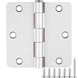18 Pack Satin Nickel 3.5 Inch x 3.5" 1/4" Radius Interior Door Hinges Brushed Nickel 3-1/2 Door Hinge for Doors Bedroom Small Rounded Conner Standard Bifold Residential Door Hinge