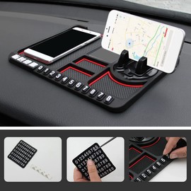 Qiilu Non Slip Phone Pad for 4-in-1 Car Universal 360°Rotation Dash Holder Multifunctional Car Non Slip Phone Pad Dashboard Organizer Tray (AsShown)