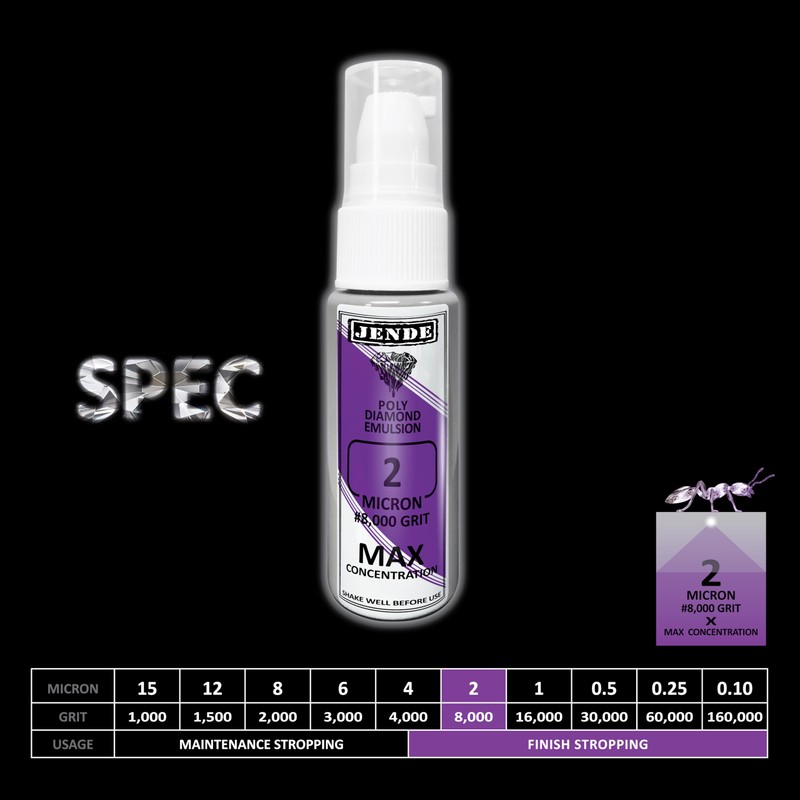 Jende 2 Micron Max Poly Diamond Stropping Emulsion 20ml, Premium