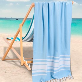 4 Pack Turkish Striped Beach Towels Bulk Oversized 39"x71" Large Bath and Pool Set Quick Dry Lightweight Travel Towel for Adult,100% Cotton