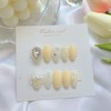 Yellow tweed pearl handmade nail tip - Almond / 옐로우
