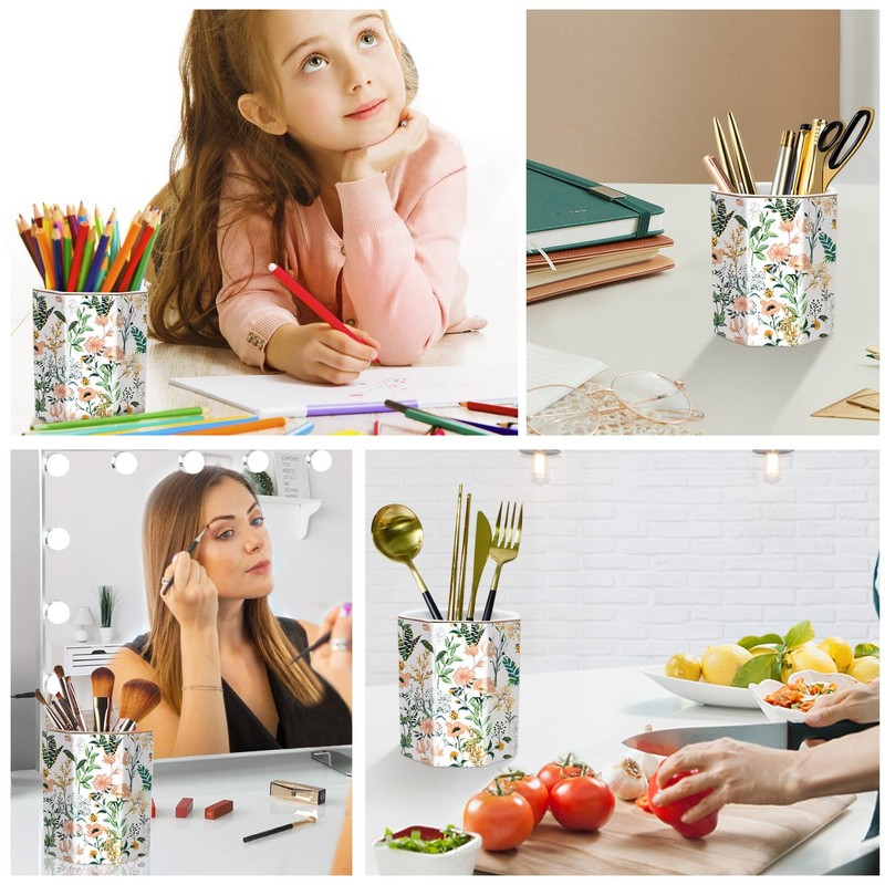 WAVEYU Cute Pen Holder for Desk, Ceramic Pencil Holder, Pen