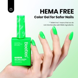 Beetles Green Gel Nail Polish, 15ML Hema Free Aurora Green Gel Polish Neon Green Color Nail Polish Spring Summer Gel Polish Soak Off UV Colorful Bottle Gel Nail Art Manicure Gift for Women