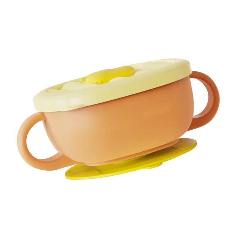 Toddler Suction Cup Bowls with Lids Prevent Falling Stainless Steel