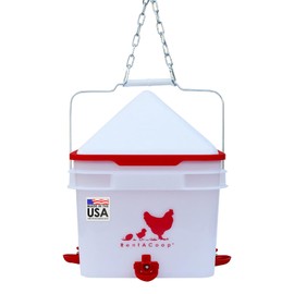 RentACoop 2 Gallon Chicken BPA-Free Plastic Bucket Waterer Set with 4 Horizontal Nipples - Center Placement