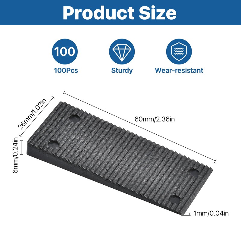 Akamino 100 Pcs Plastic Shims for Leveling,Non-Slip&Stackable Black Level Wedge,
