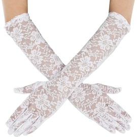 Women's Long Lace Floral Opera Gloves Wedding Bridal Gloves Bridal Dance Gloves Party Stretchy Elbow Length Gloves - Specification: White