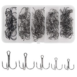 NTRUXZP Fishing Hooks, Pack of 50 Treble Hooks Set Drilling Hooks Fishing with Barbed Hooks Carbon Steel Fishing Hooks Mixed Treble Hooks Size 2/4/6/8/10 Treble Hooks for Freshwater and Saltwater Fish