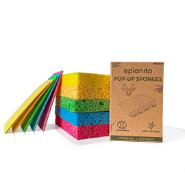 EPLANITA Pop-Up Sponges (Pack of 10) Natural Cellulose, Compostable, Scratch-Free Cleaning for Kitchen & Bathroom, Washing, Organic Scrubbing, DIY Crafts