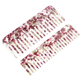 FRCOLOR 2pcs Detangling Marble Comb Wide Tooth Hair Combs for Women Men Curly Straight Hair Styling