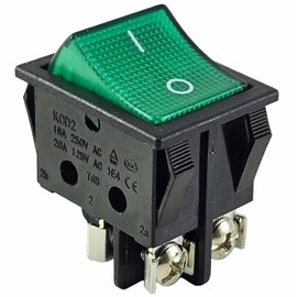 Rocker Switch Green with Screw Connection Device Switch 4-Pin 16A 250~ Illuminated LED