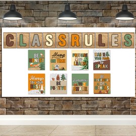 Janlaugh 18 Pcs Class Rules Poster Set 11.81 x 9.84 inches Back to School Class Rules Posters Motivational Bulletin Board Decor for Preschool Classroom Wall Decoration(Forest Animals)