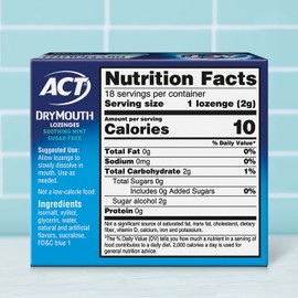 ACT Dry Mouth Lozenges With Xylitol 18 Count (Pack of 6) Soothing Mint