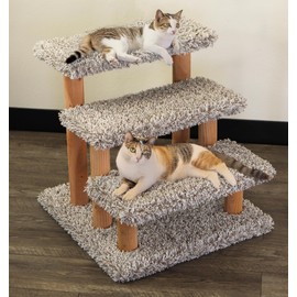 Solid Wood Stairs for Cats and Dogs, Gray Speckled